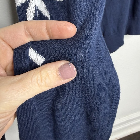 Onia Blue Cotton Hoodie Sweater Hooded Pullover Mens Large Knit Palm Trees Beach - Picture 6 of 12